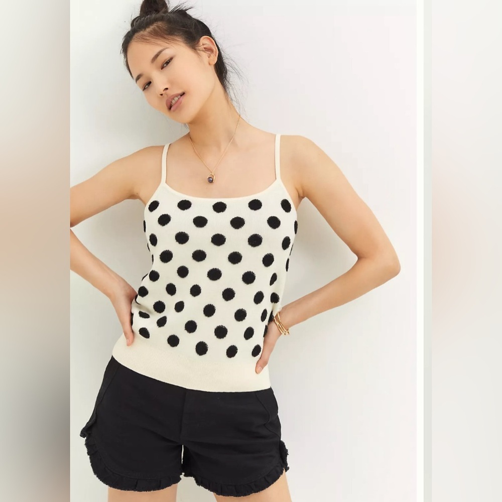 Maeve by Anthropologie Knit Polka Dot Tank Size S